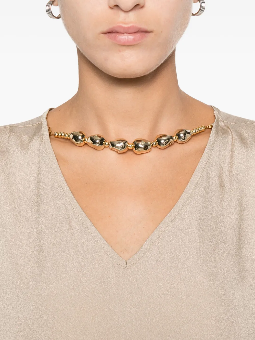 Fabiana Filippi Top met V-hals Beige