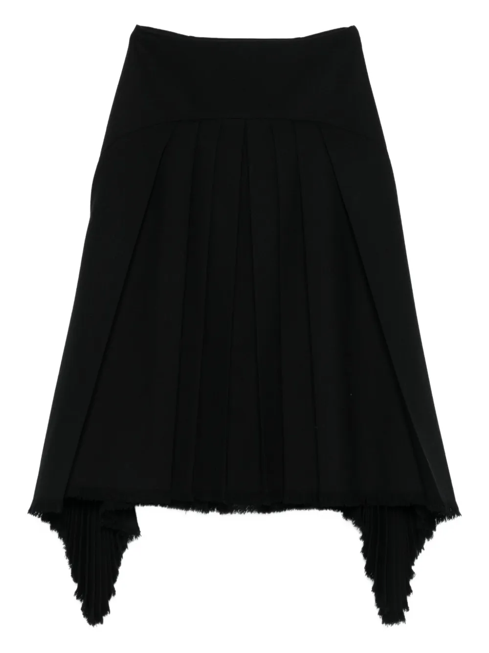 Jil Sander Pleated Frayed Skirt In Black