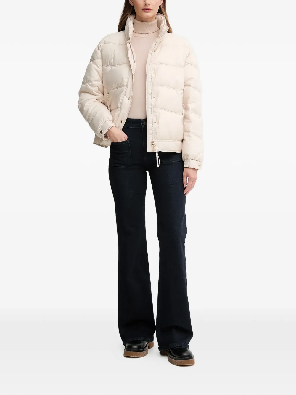  Joop! Orkida Quilted Funnel-neck Jacket - White 