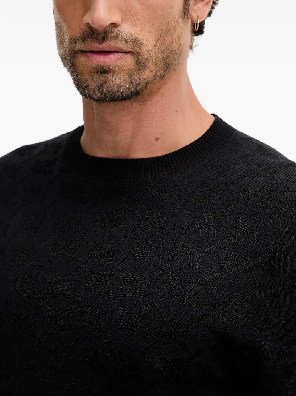 Joop! Cahilo gebreide trui met jacquard Zwart