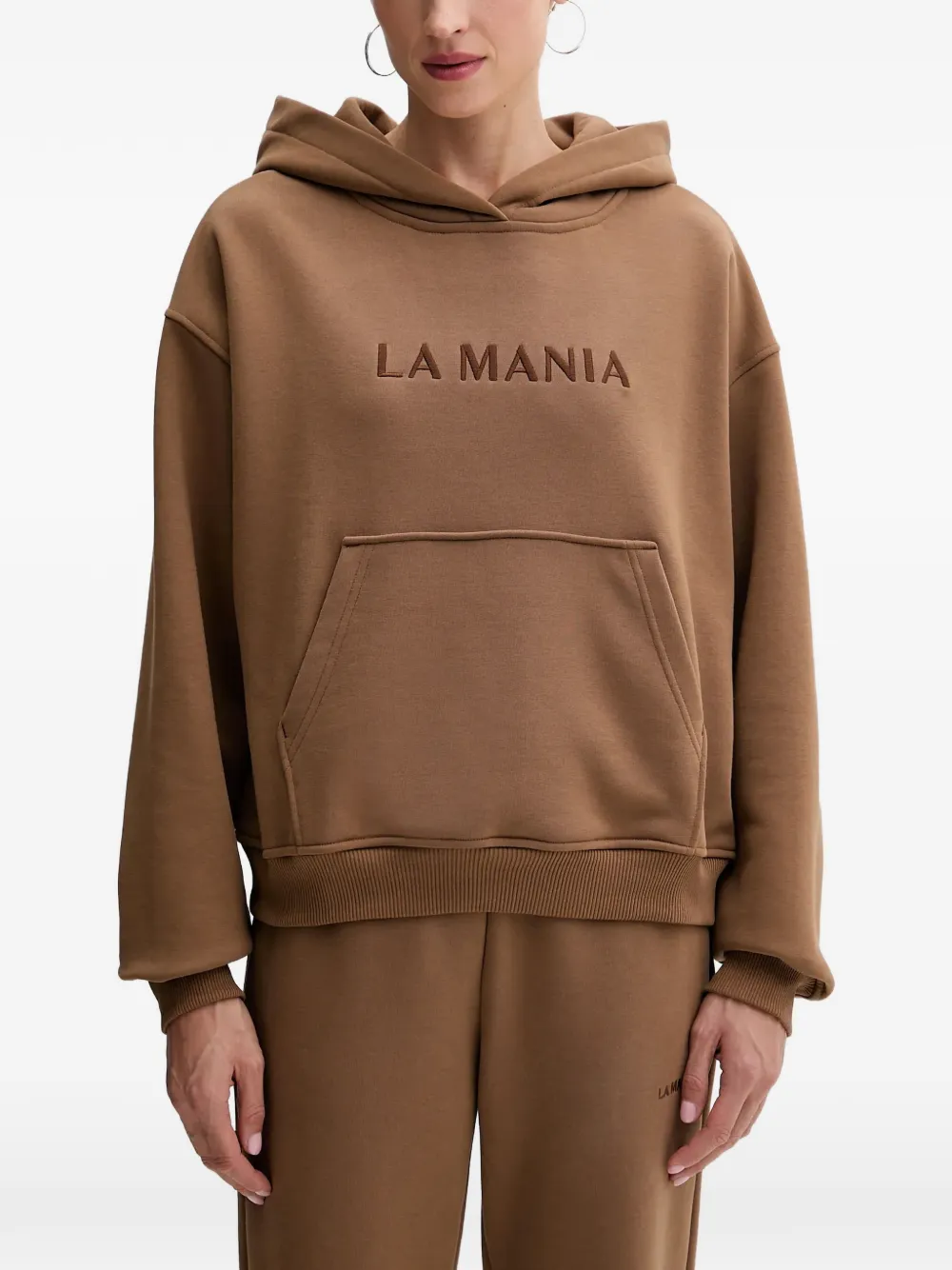 La Mania logo-embroidered hoodie - Marrone