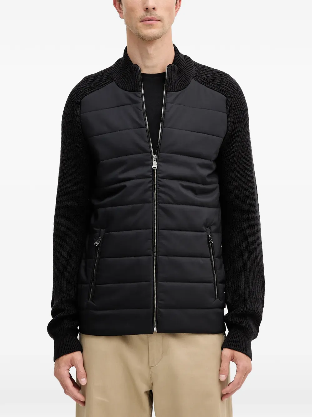 Joop! quilted-design ribbed-knit jacket - Nero