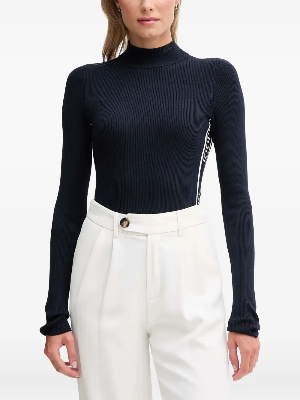 Joop! Koni high-neck ribbed knitwear - Blu