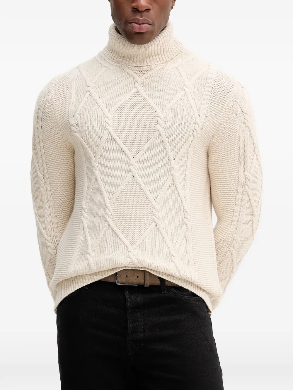 Joop! Liono cable knit roll-neck sweater - Bianco