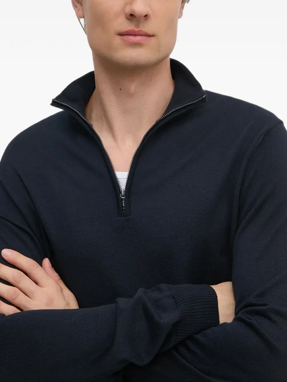 Joop! quarter-zip long-sleeve sweater Blauw