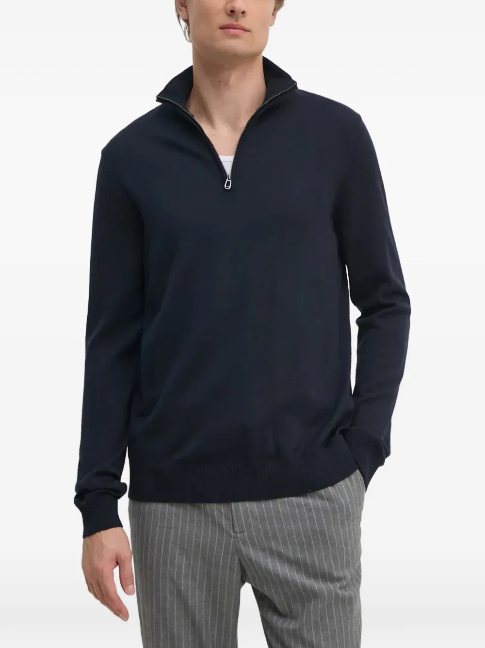 Joop! quarter-zip long-sleeve sweater Blauw