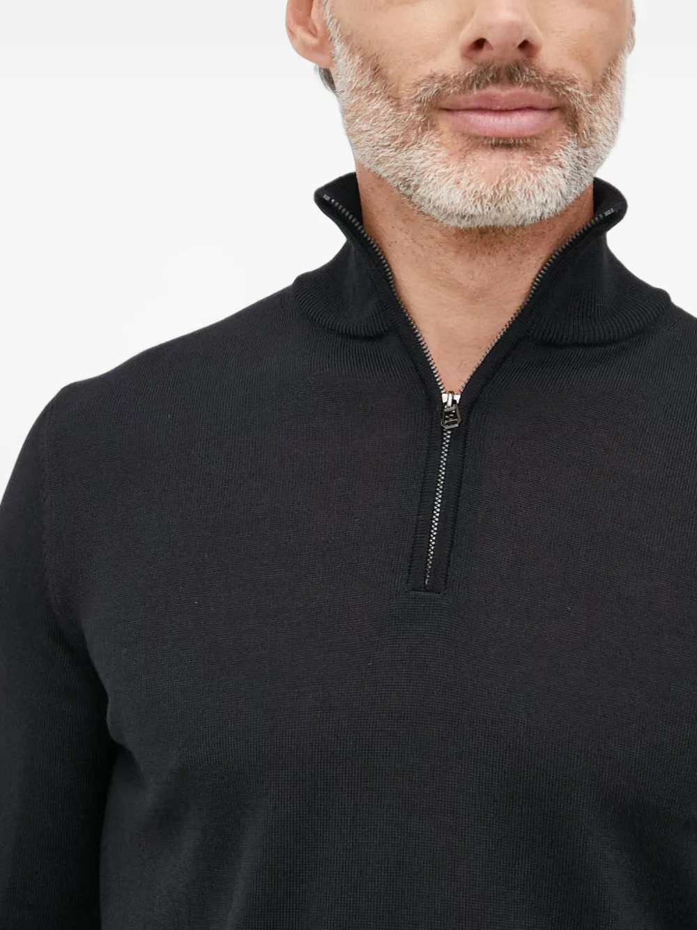 Joop! quarter-zip logo-plaque sweater Zwart