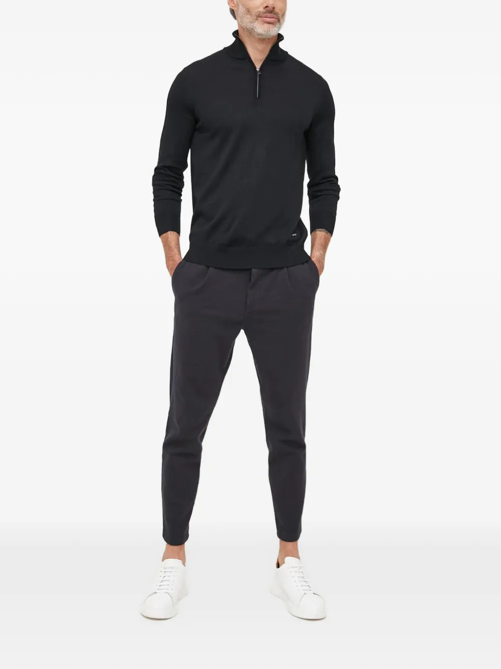 Joop! quarter-zip logo-plaque sweater Zwart