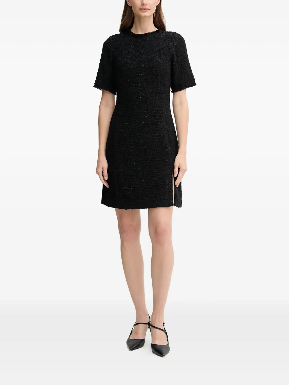 Joop! Dari frayed-trim short-sleeve mini dress - Zwart