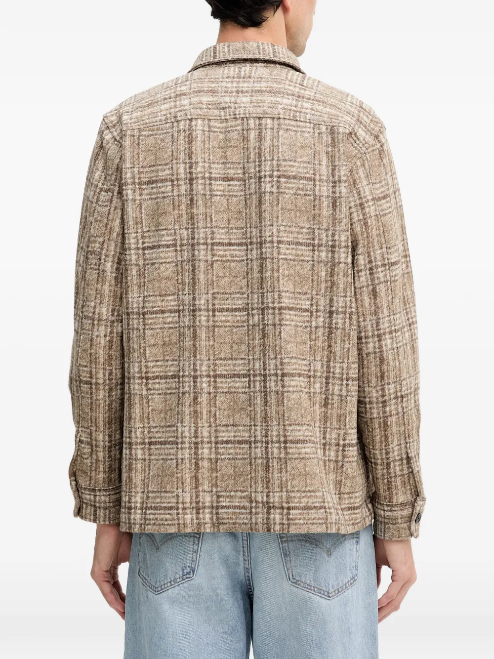 Joop! Geruit shirtjack met knopen Beige