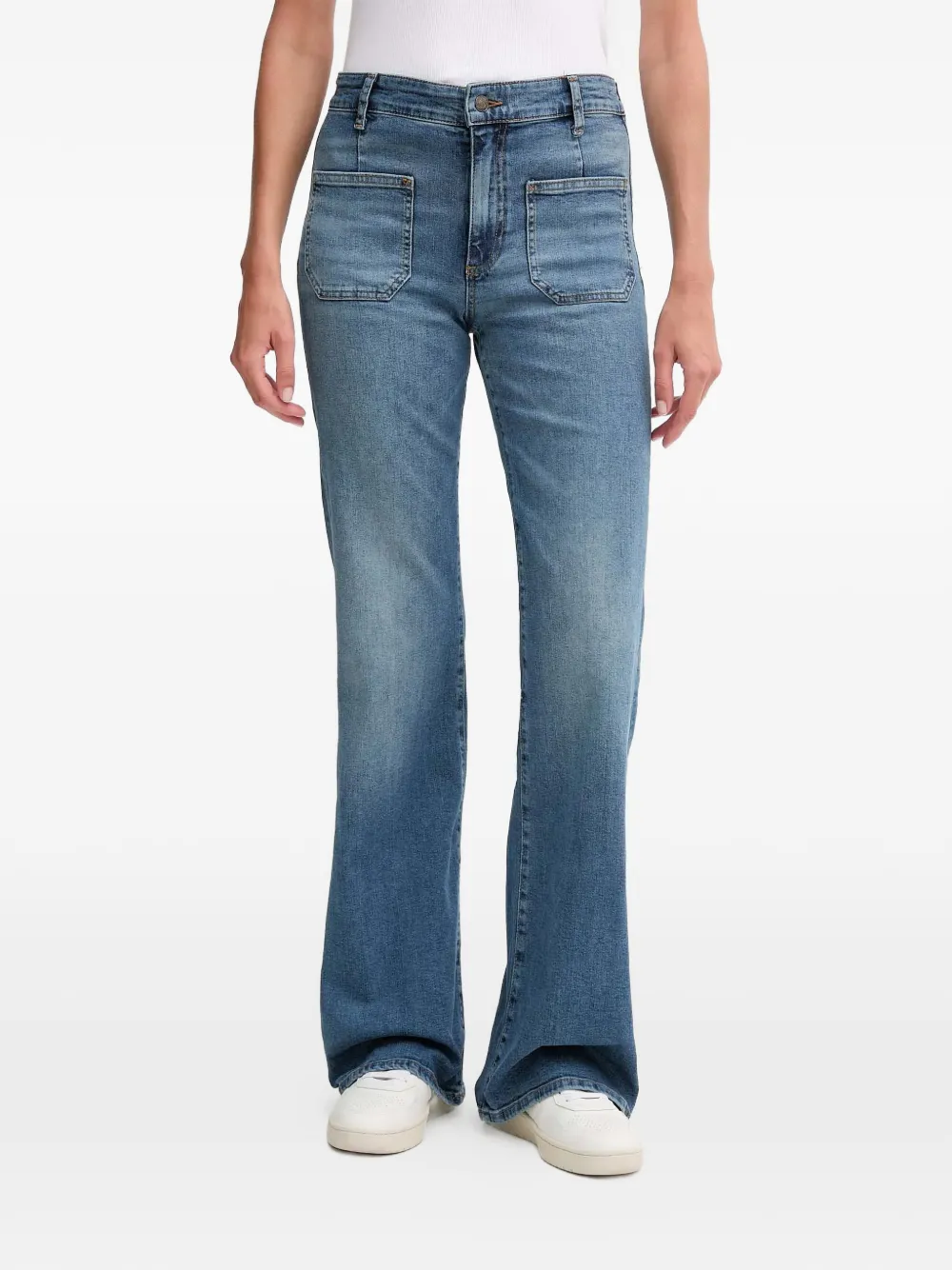 Joop Patch Pocket Denim Flared Jeans In Blue