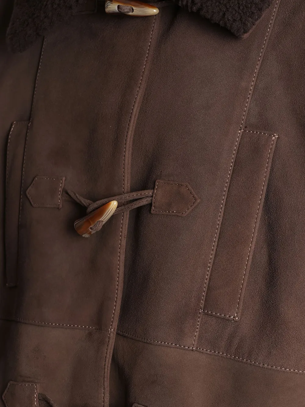 Siedres Theo Shearling Toggle Coat In Brown