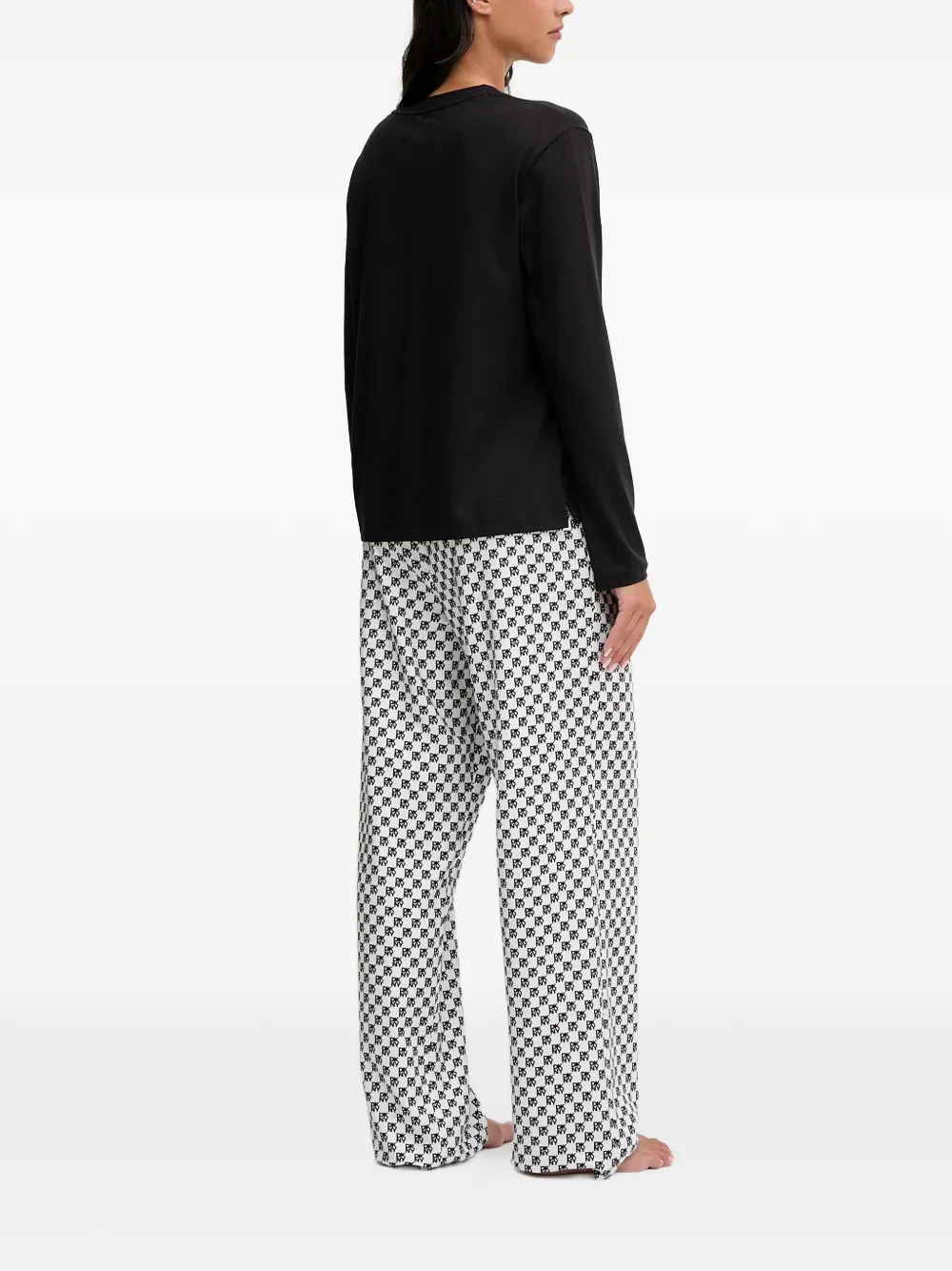Dkny Long-sleeved Logo Pajama Set In Black