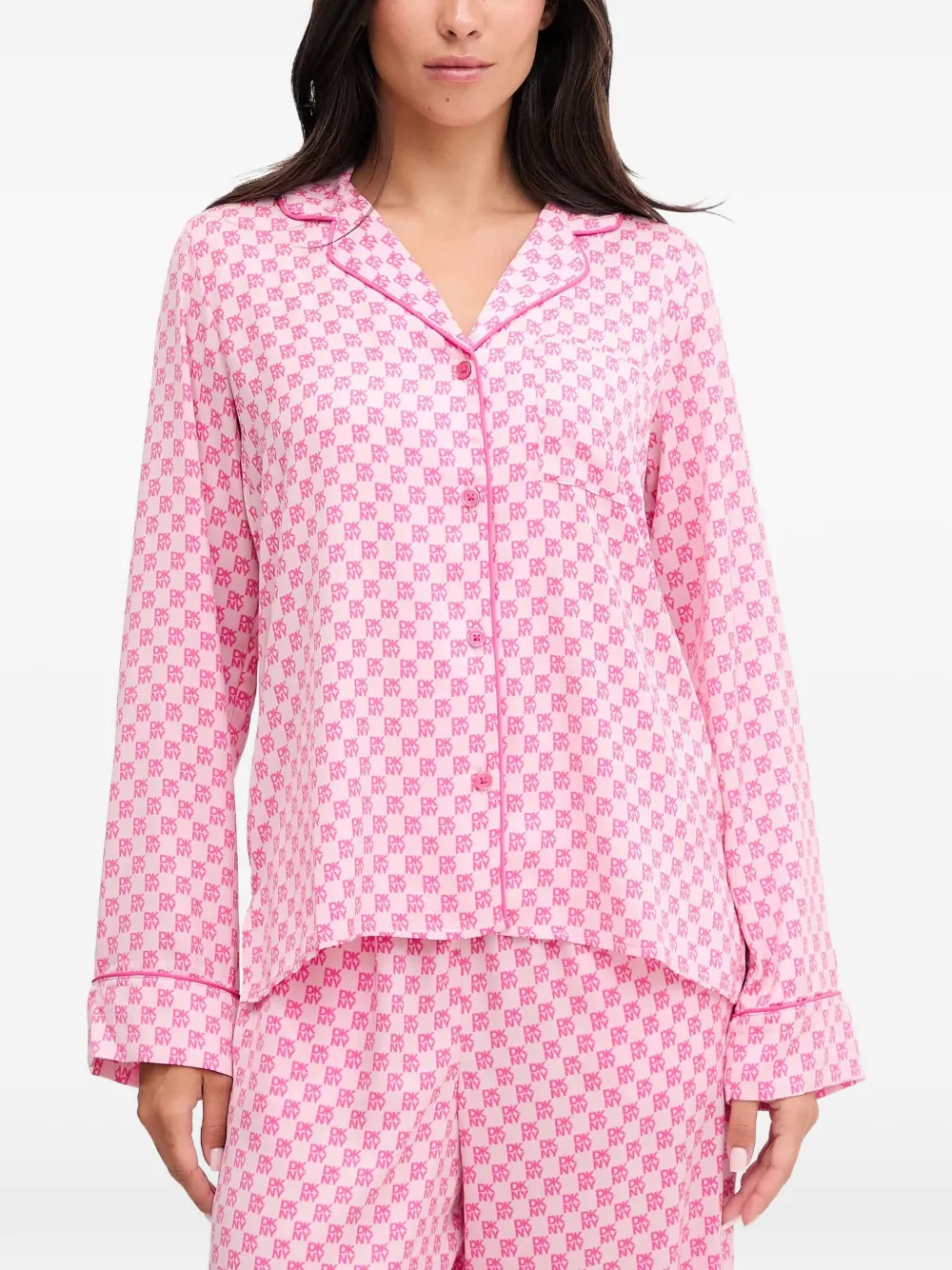 Dkny Logo Print Pajama Set In Pink