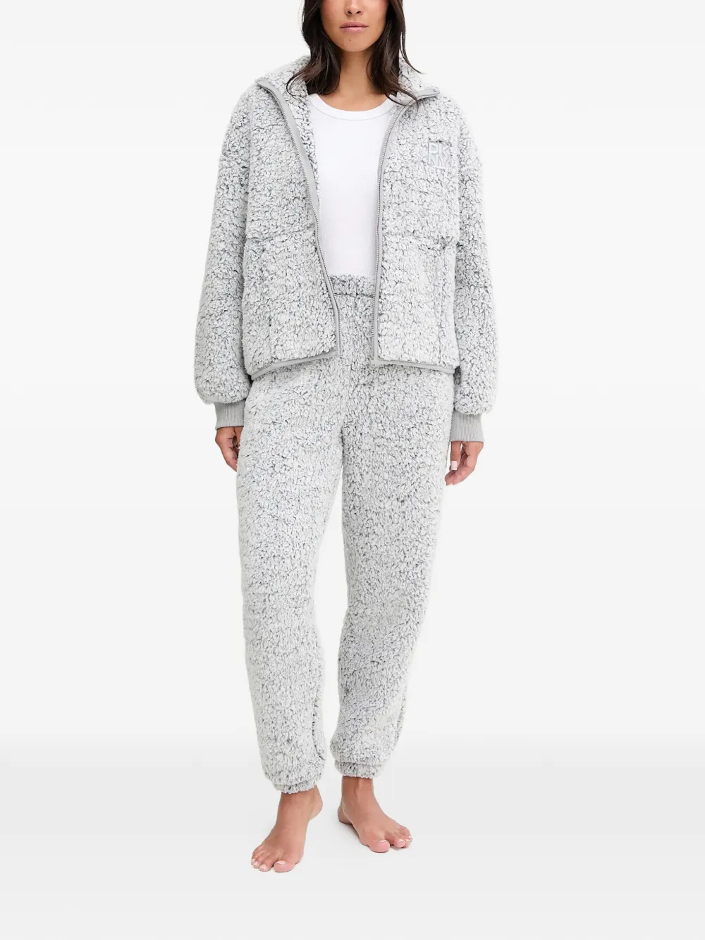 Dkny Zip-up Logo Pajama Set In Gray