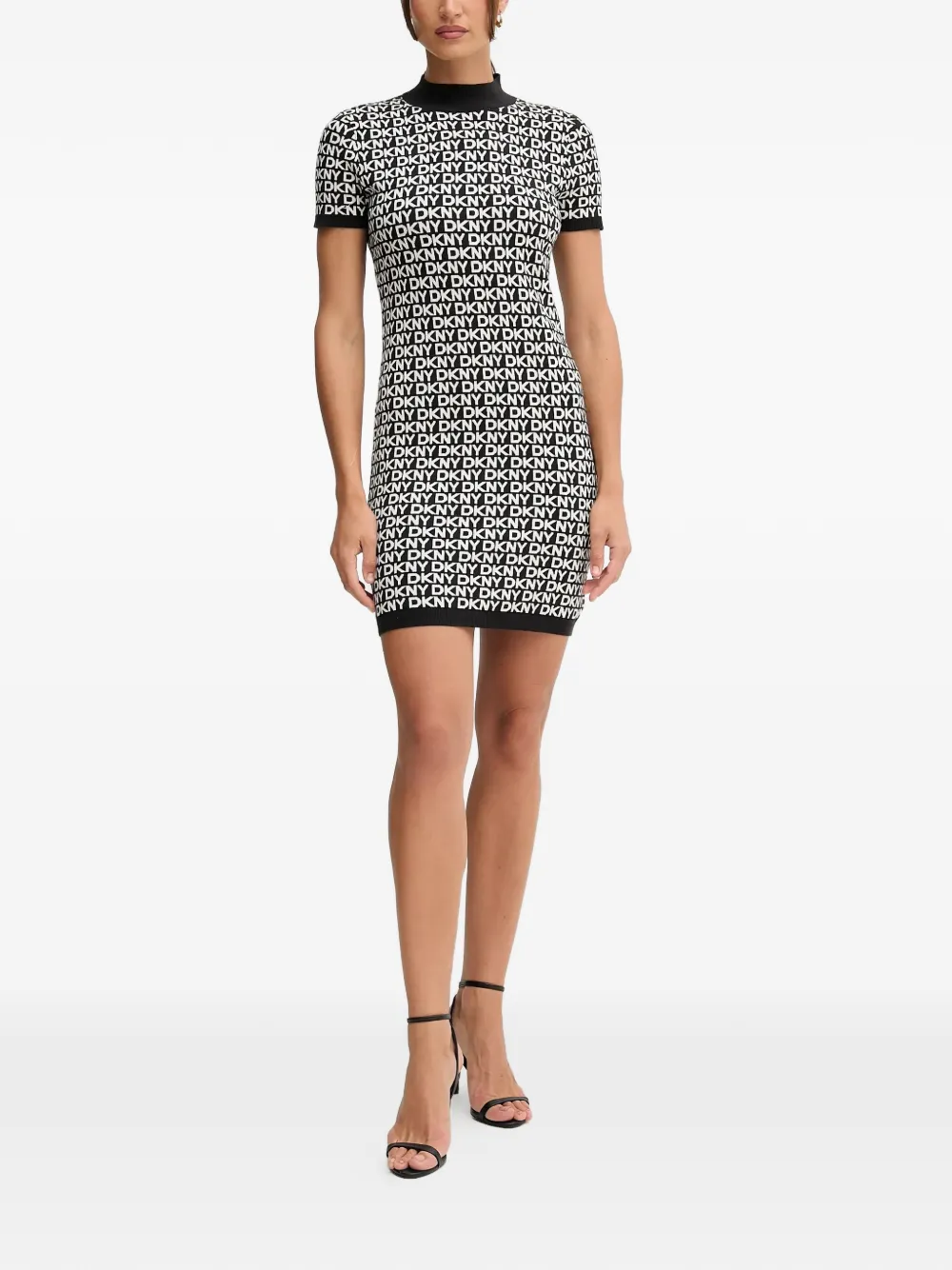 Dkny Logo Short Sleeve Mini Dress In Black