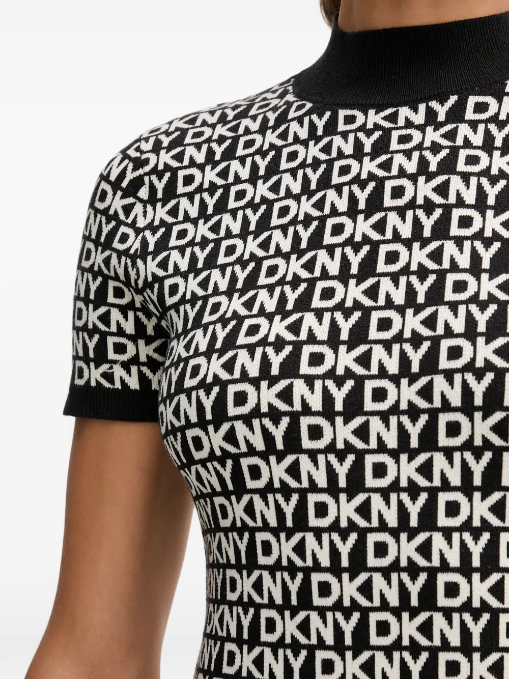 Dkny Logo Short Sleeve Mini Dress In Black