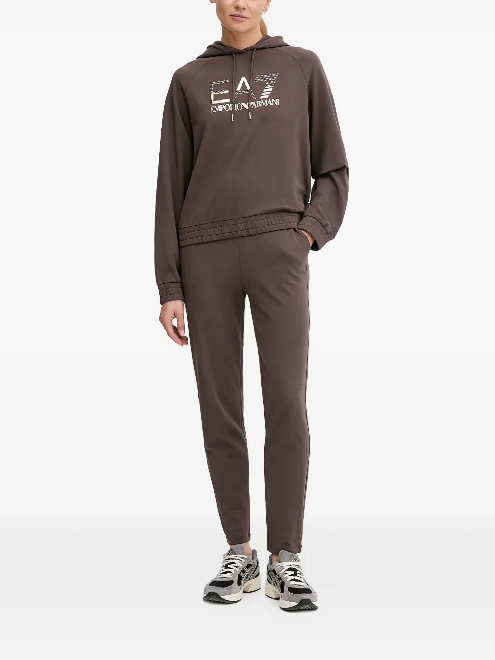 Ea7 Emporio Armani logo-print hooded tracksuit - Bruin