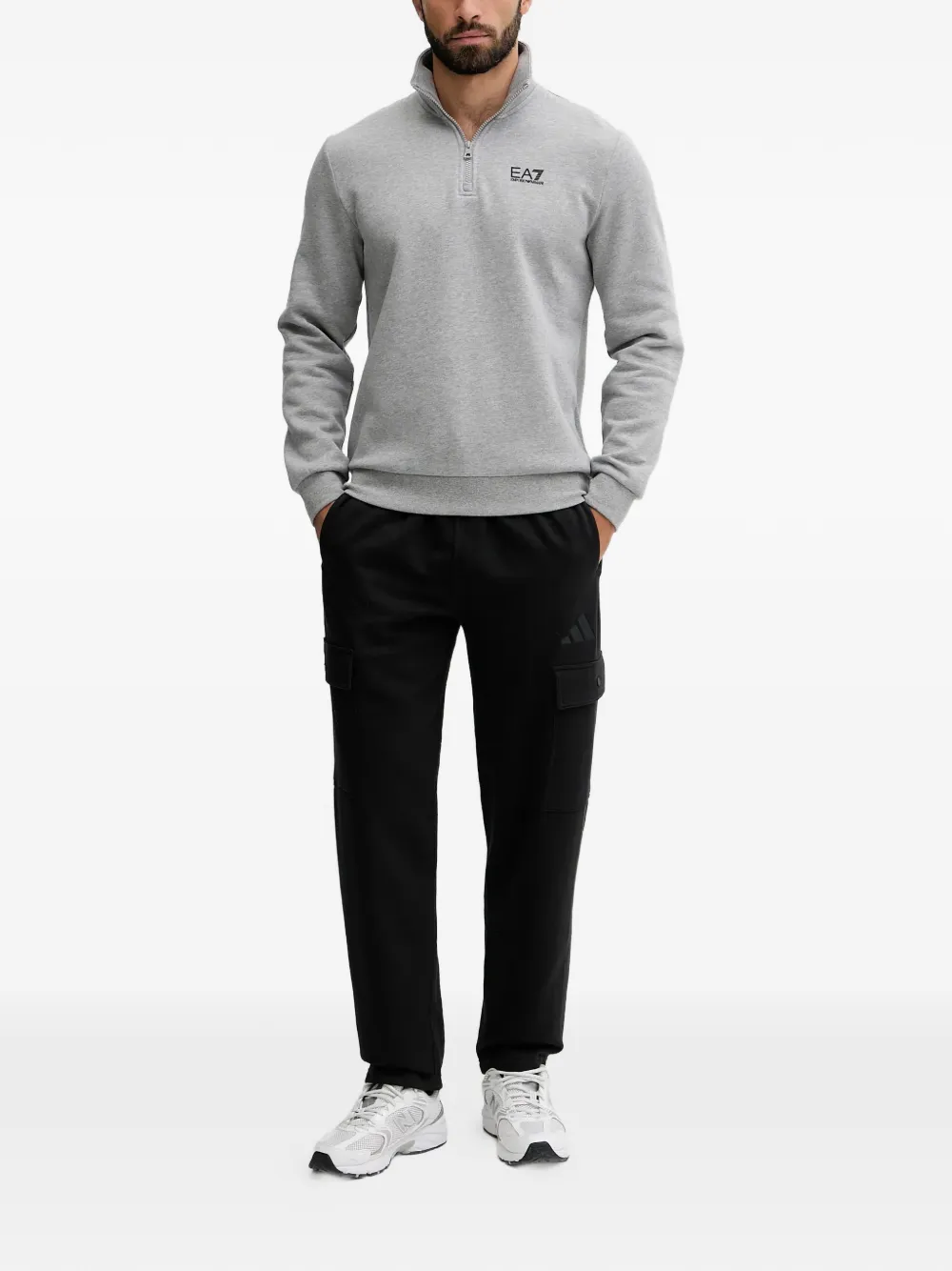 Ea7 Emporio Armani zip-up logo-detail sweatshirt - Grijs