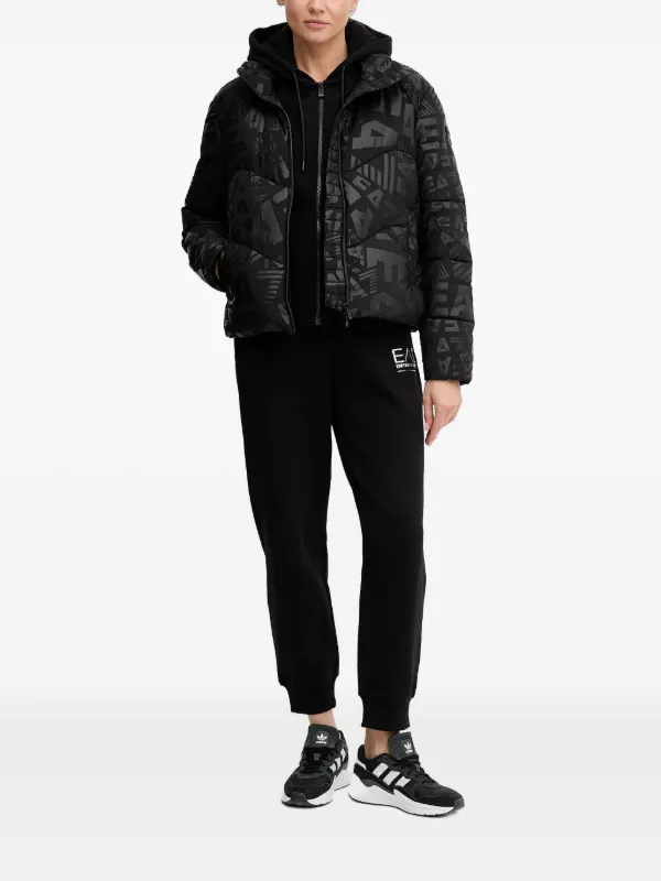 Ea7 Emporio Armani monogram-print Puffer Jacket | Black | FARFETCH ZA