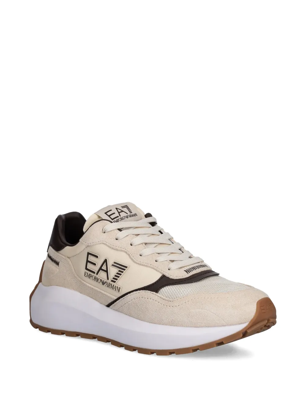 Ea7 Emporio Armani Sneakers met logoprint Beige