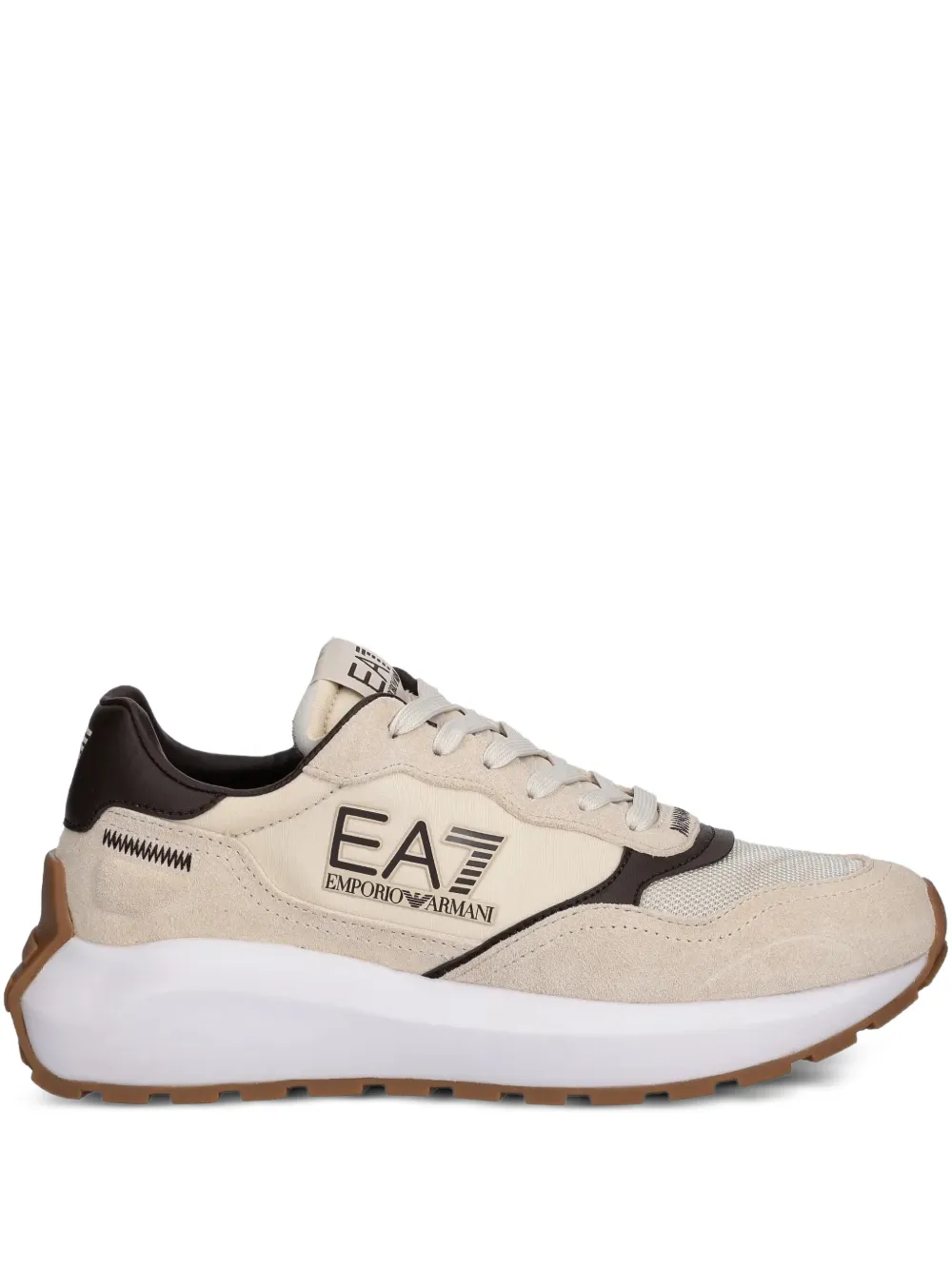 Ea7 Emporio Armani Sneakers met logoprint Beige