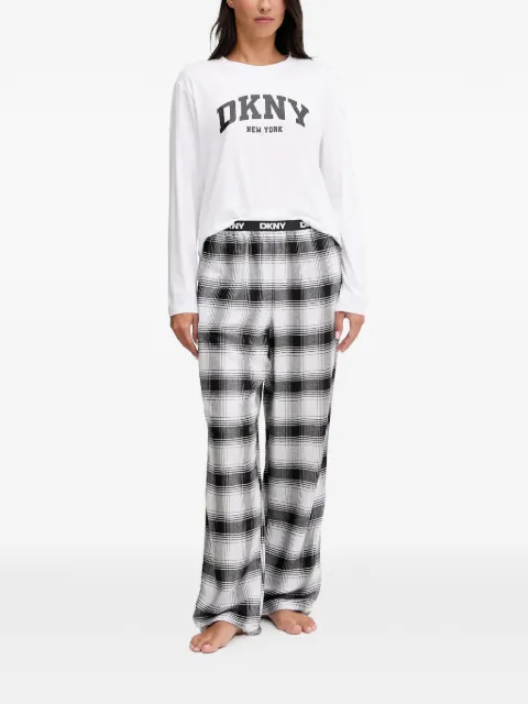 DKNY pijama manga larga con motivo de cuadros