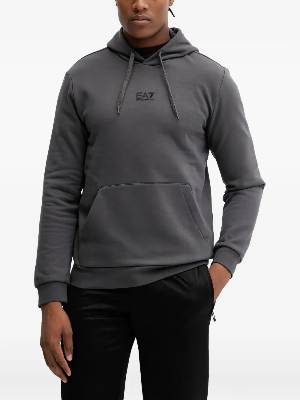 Ea7 Emporio Armani logo-detail hoodie - Grigio