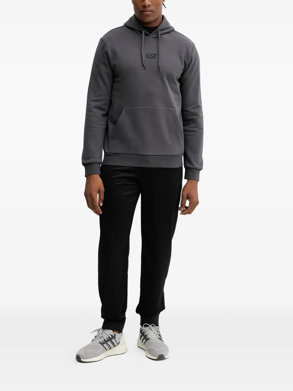 Ea7 Logo-detail Hoodie In Gray