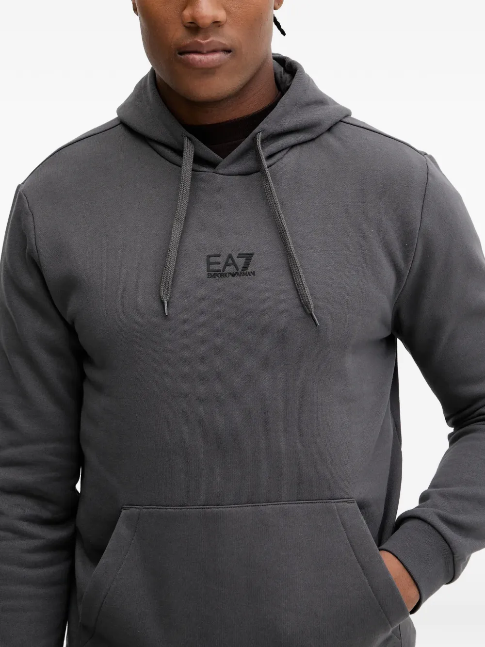 Ea7 Logo-detail Hoodie In Gray