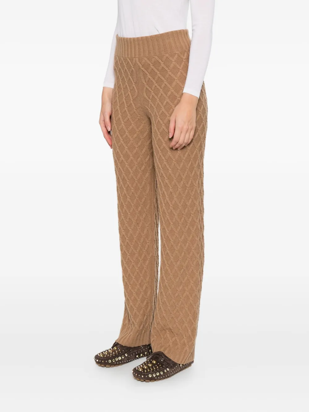 Max Mara High-waist Knitted Trousers In Brown