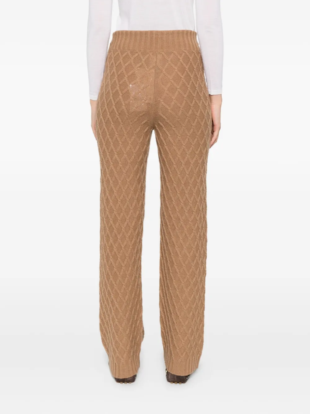 Max Mara High-waist Knitted Trousers In Brown