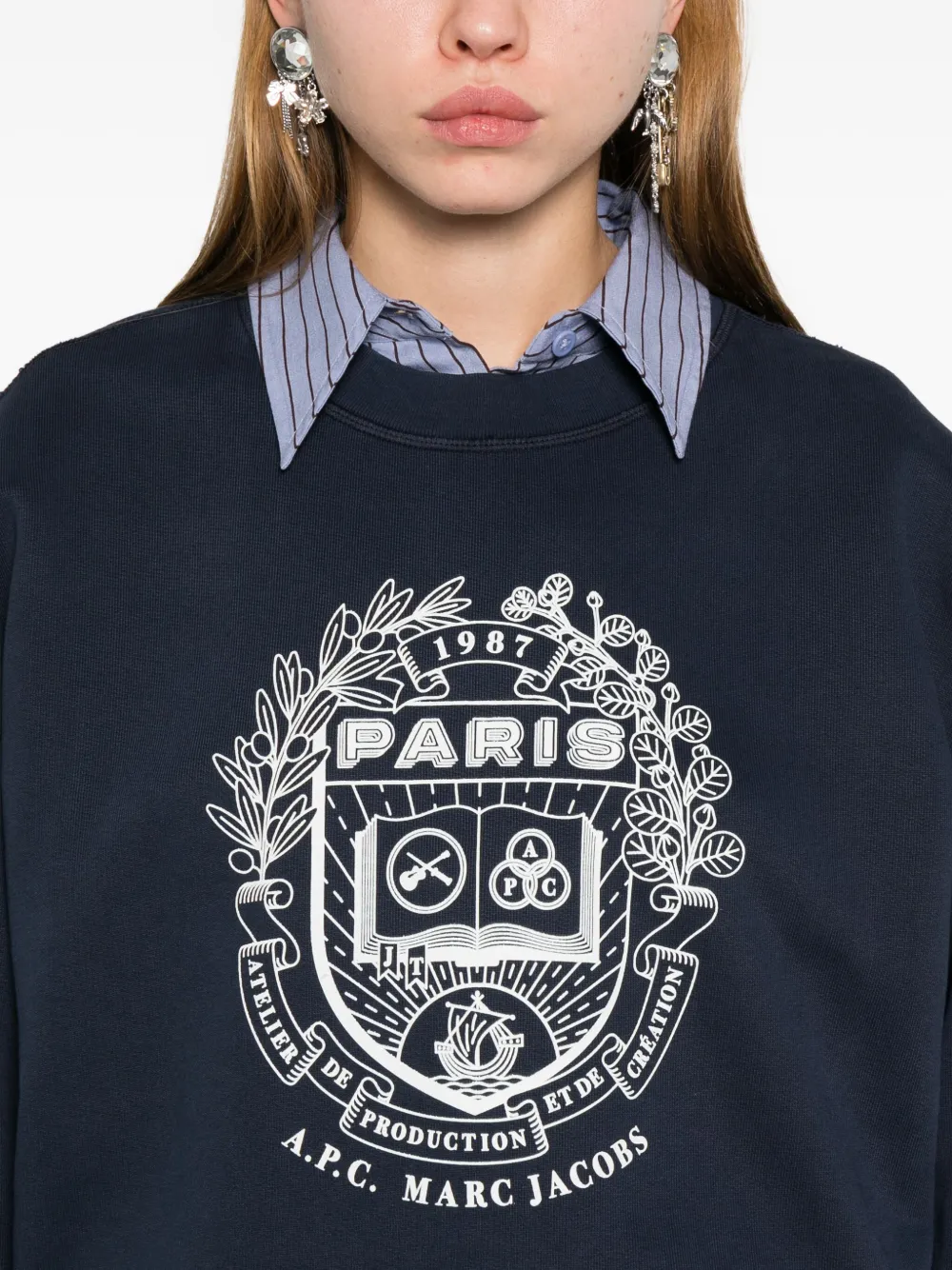 Apc Graphic-print Sweater In Blue
