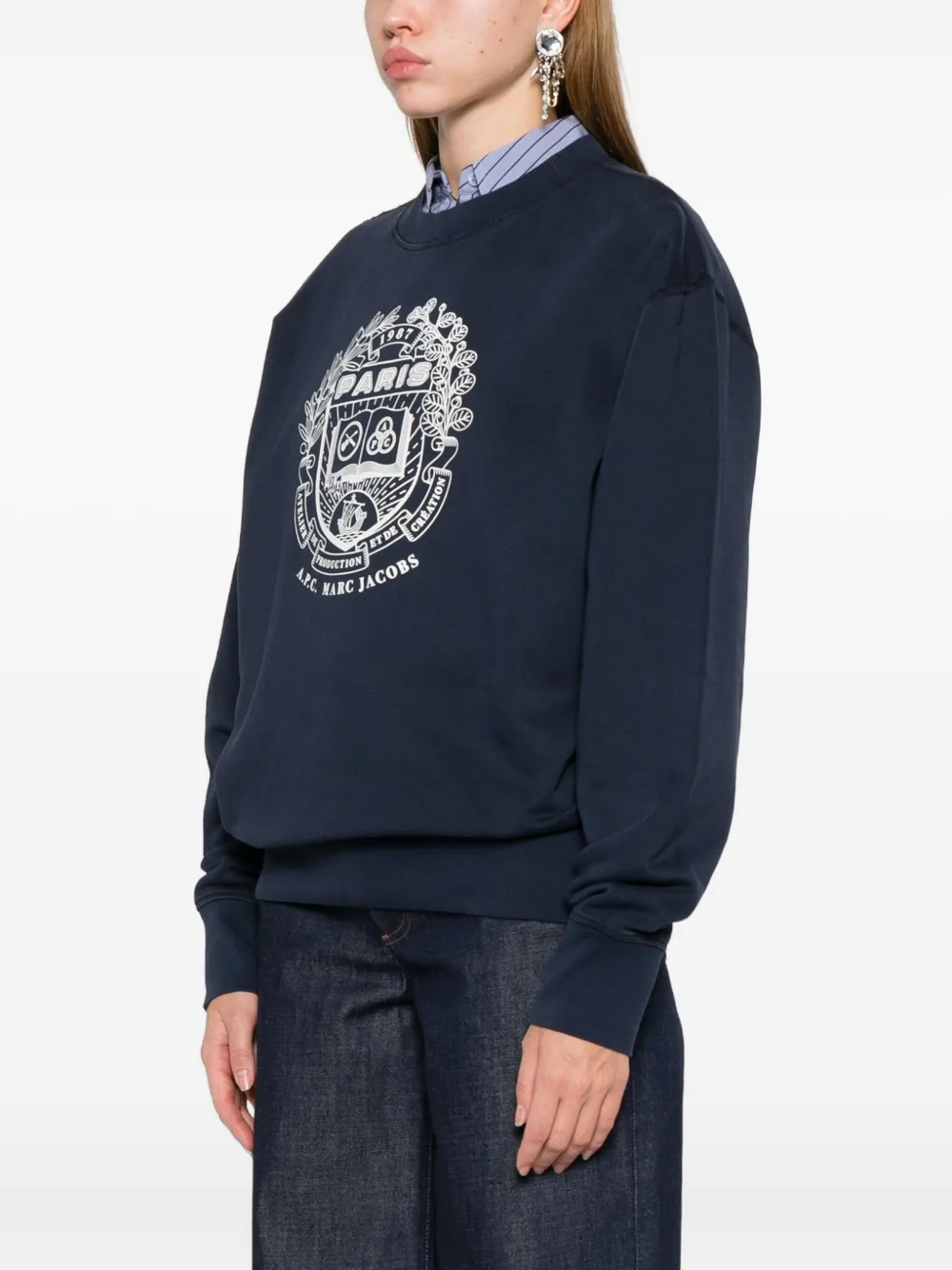 Apc Graphic-print Sweater In Blue
