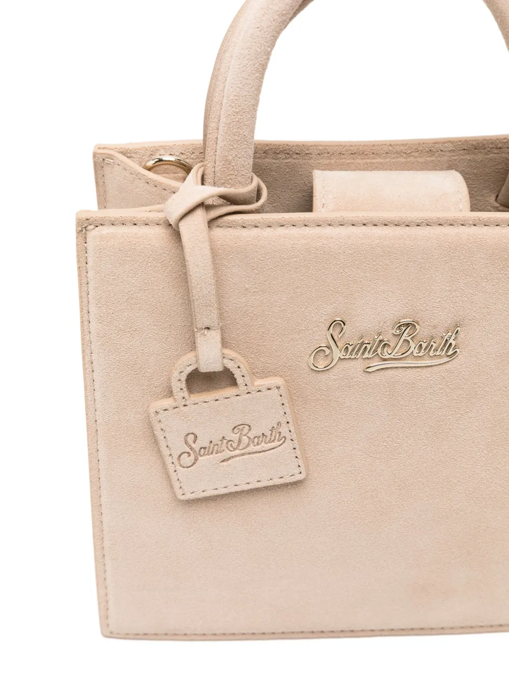 Mc2 Saint Barth Mini Shop Suede Tote Bag In Neutral