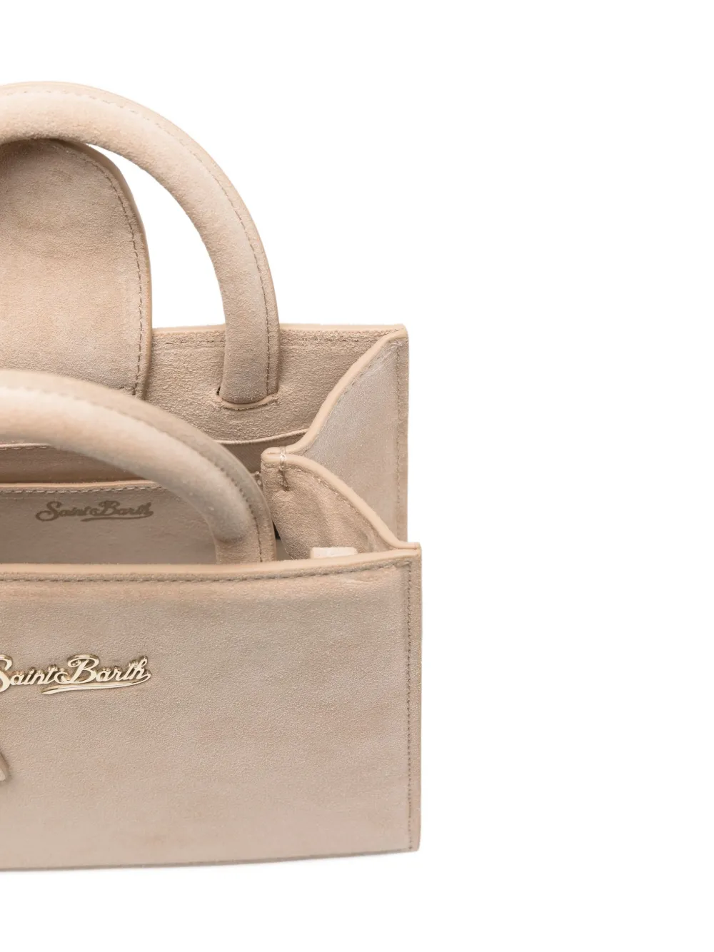 Mc2 Saint Barth Mini Shop Suede Tote Bag In Neutral