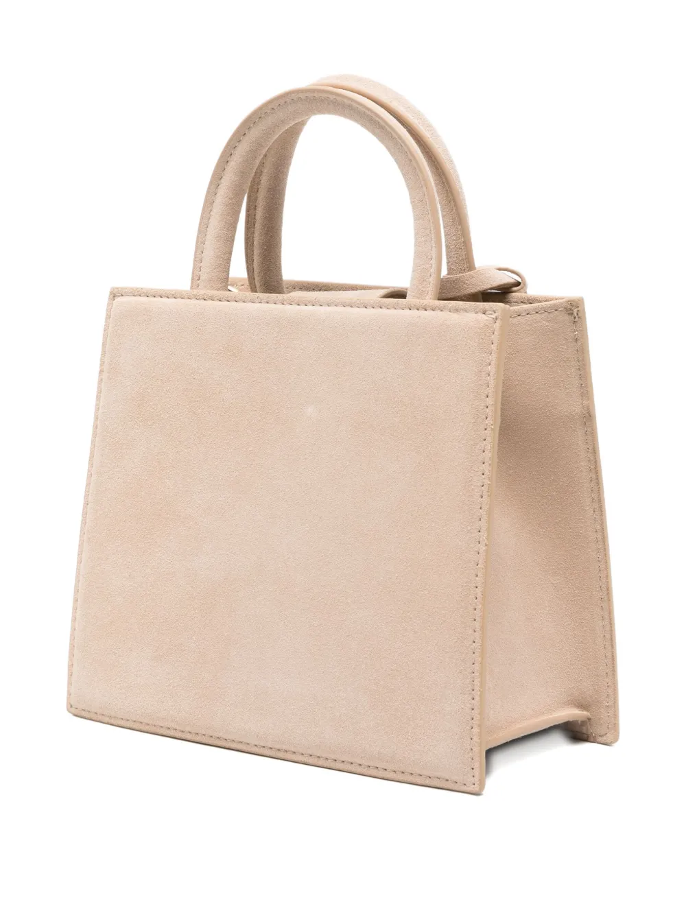 Mc2 Saint Barth Mini Shop Suede Tote Bag In Neutral