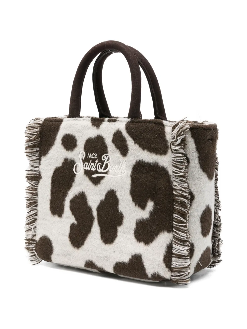 Mc2 Saint Barth Vanity Cow-print Tote Bag In White