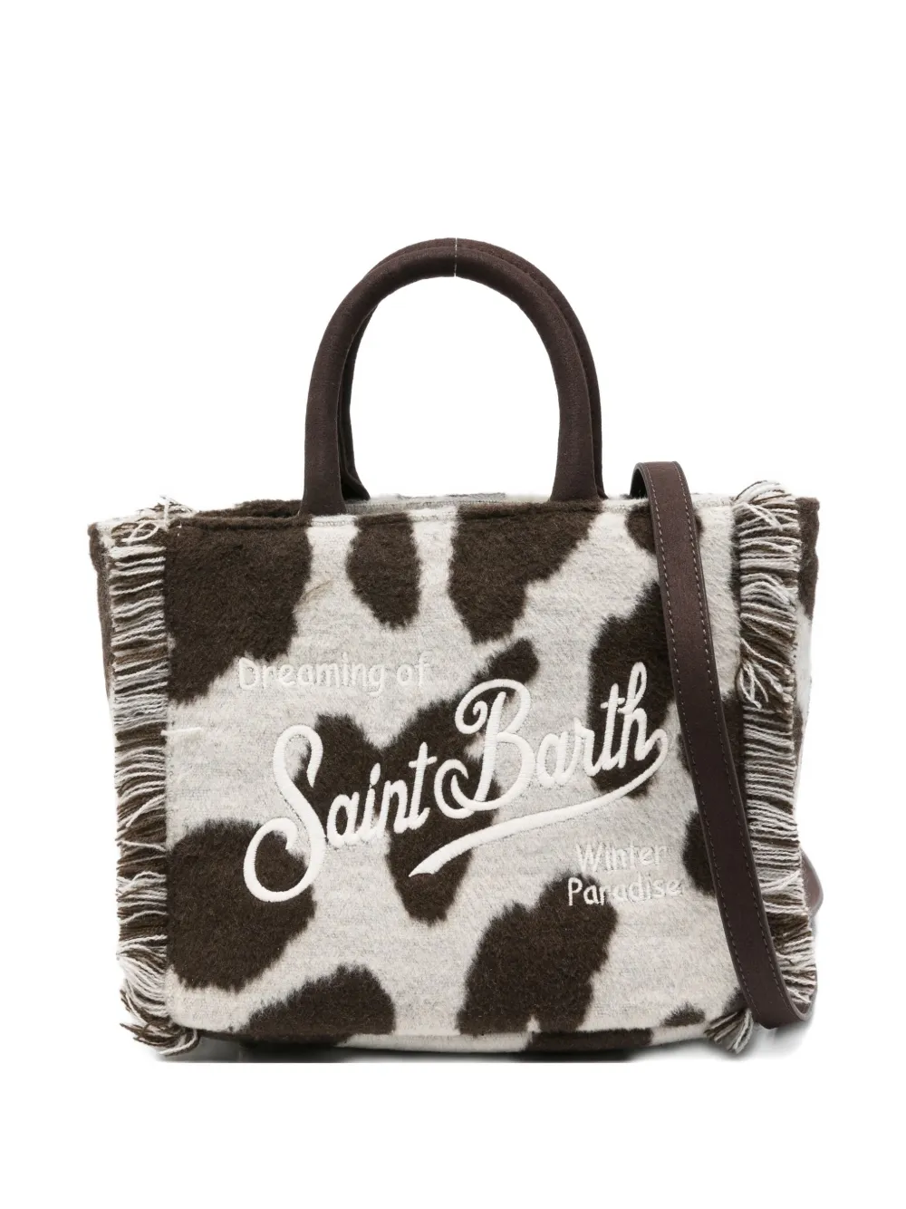 Mc2 Saint Barth Vanity Cow-print Tote Bag In White