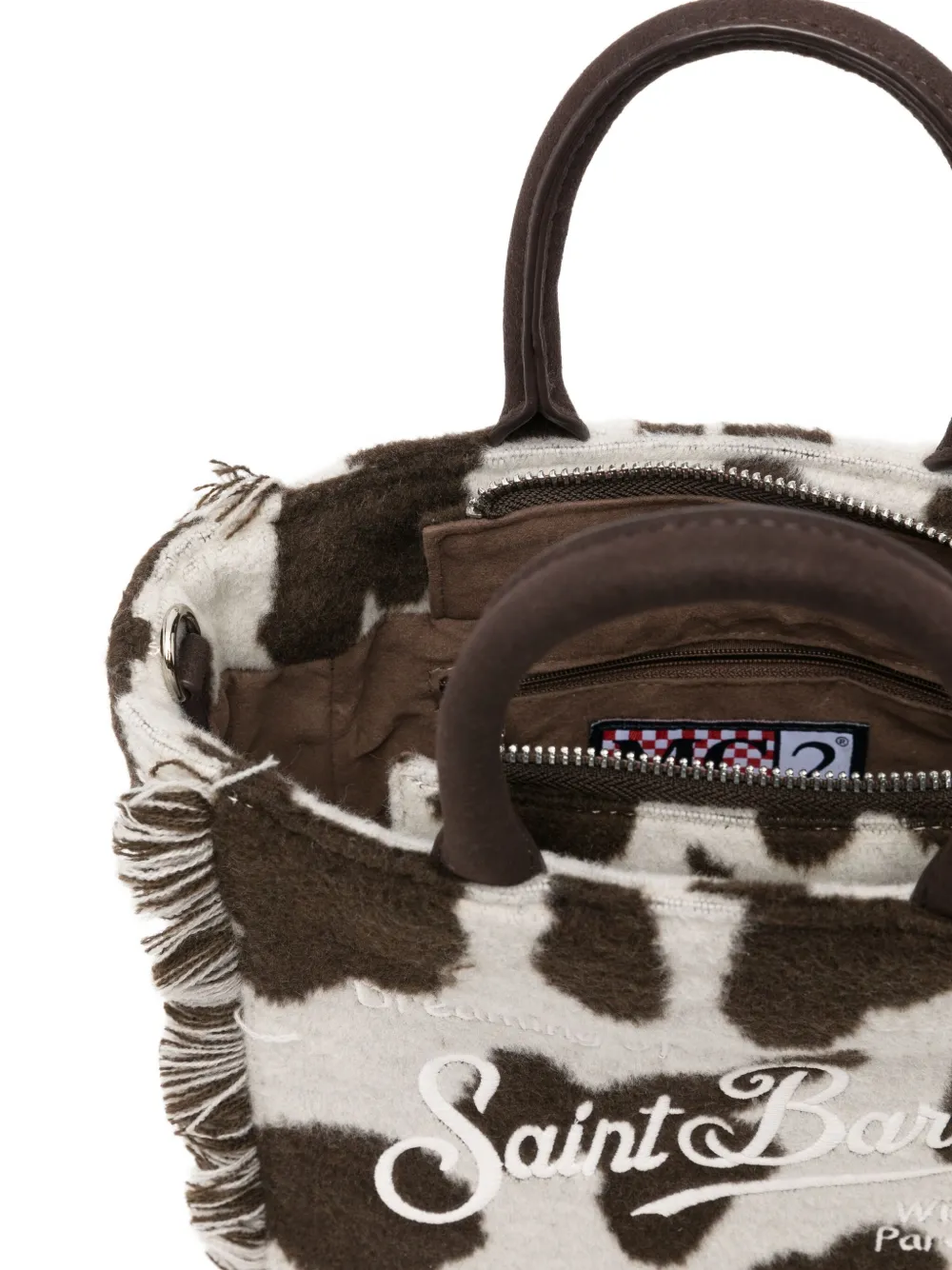 Mc2 Saint Barth Vanity Cow-print Tote Bag In White