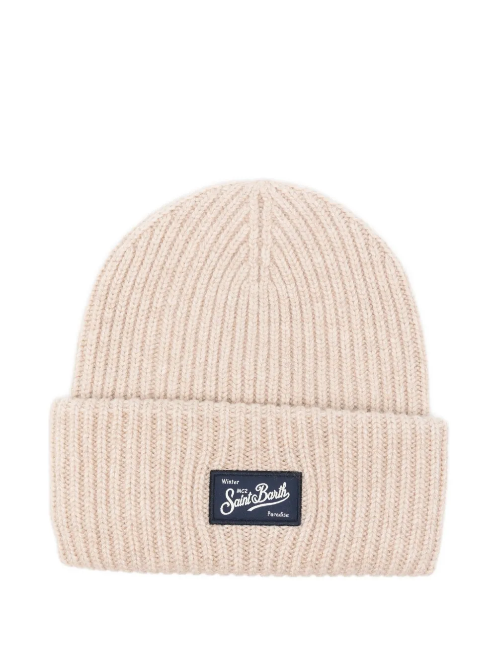 Mc2 Saint Barth Ribbed-knit Beanie In Neutral