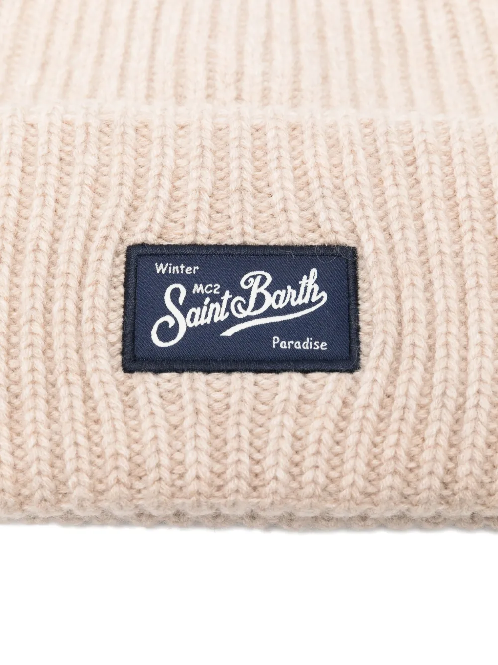 Mc2 Saint Barth Ribbed-knit Beanie In Neutral