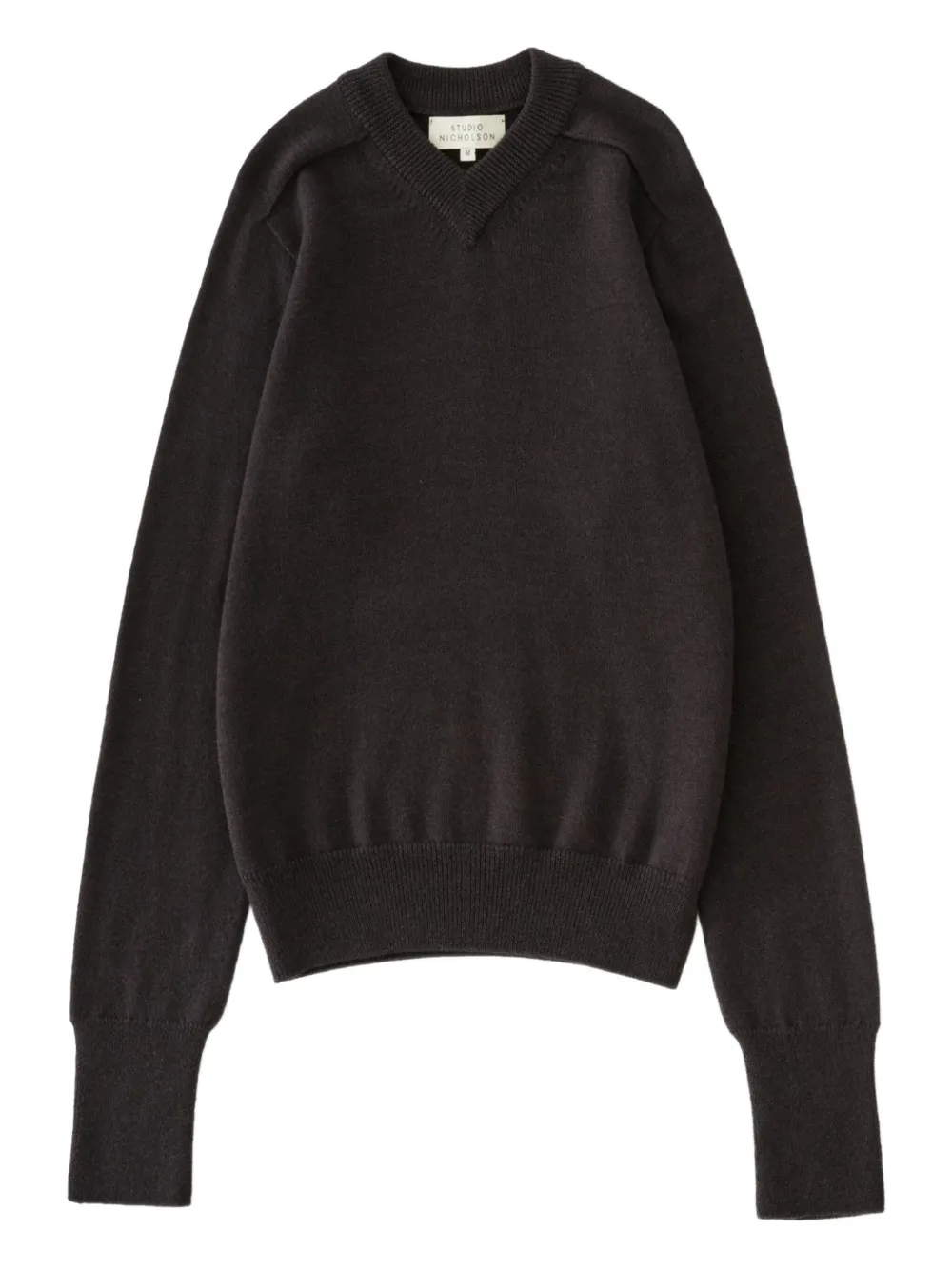Studio Nicholson Inverness v-neck sweater | Brown | Image 1