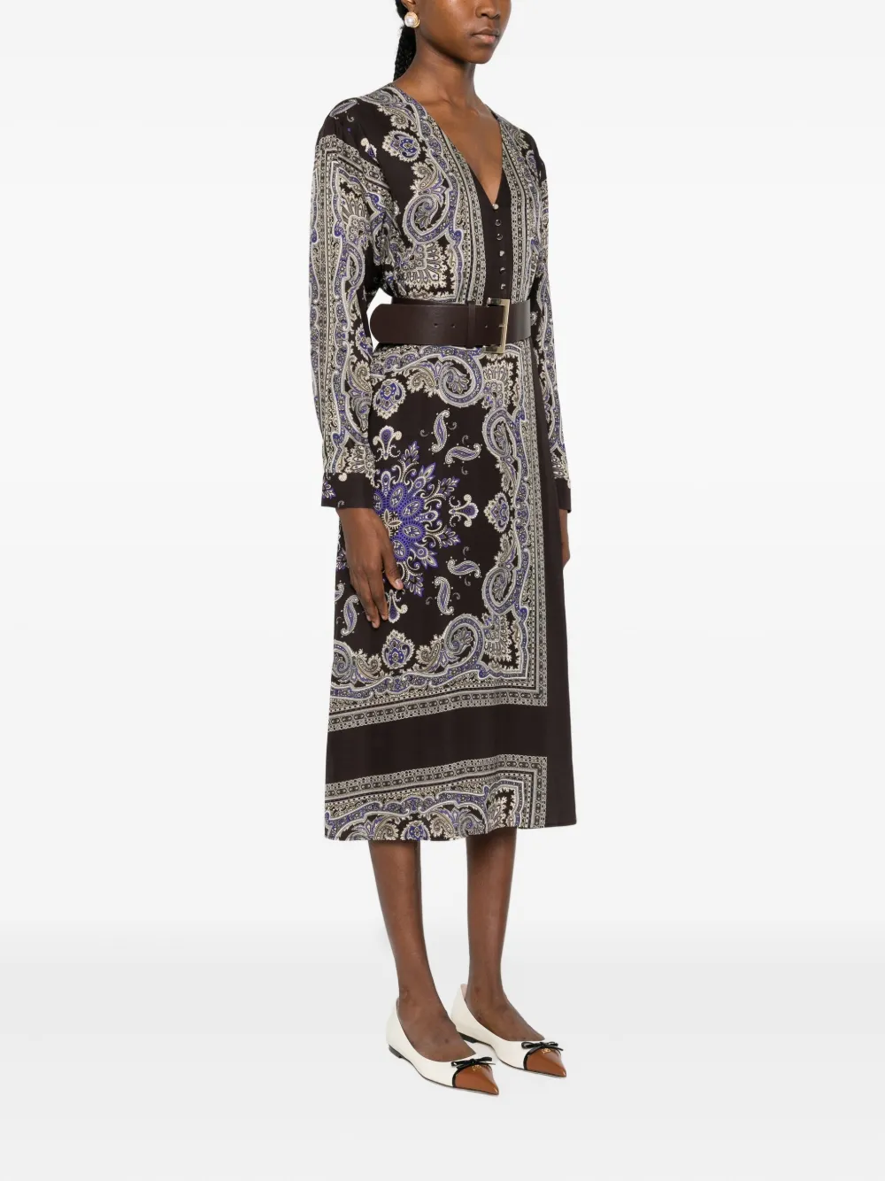 Liu •jo Floral-print Midi Dress In Brown