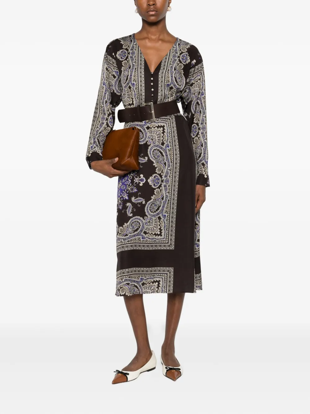 LIU JO floral-print midi dress - Bruin