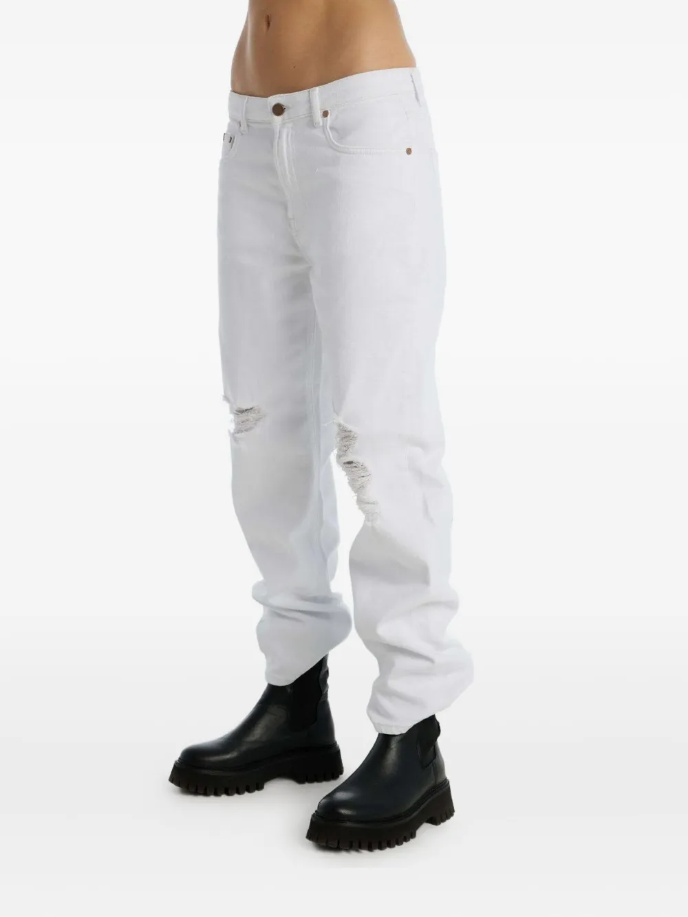 No44 Saint Distressed Jeans In White