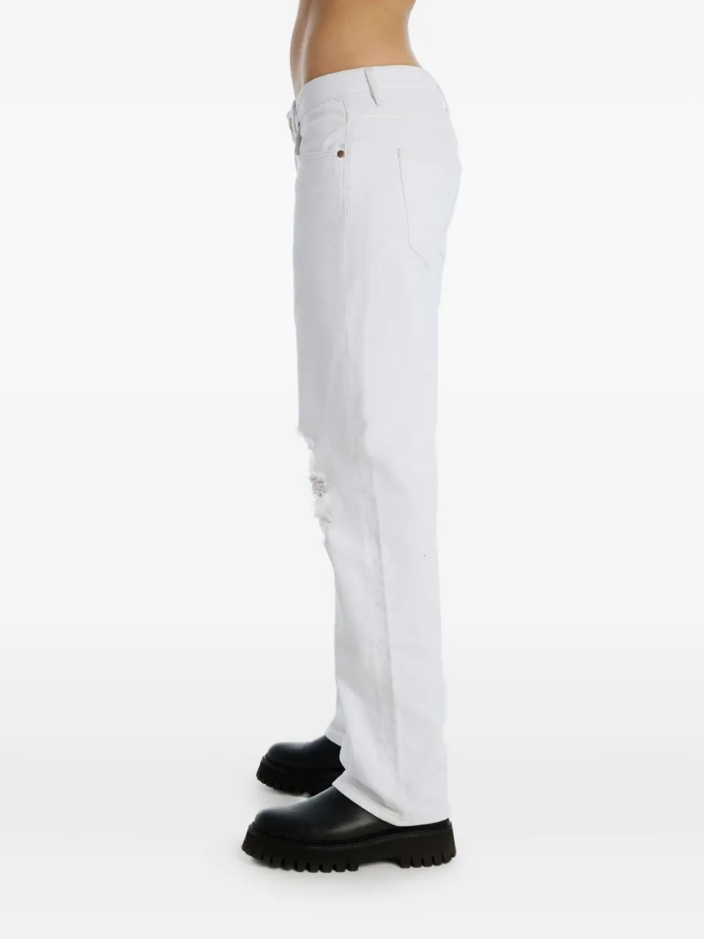 No44 Saint Distressed Jeans In White