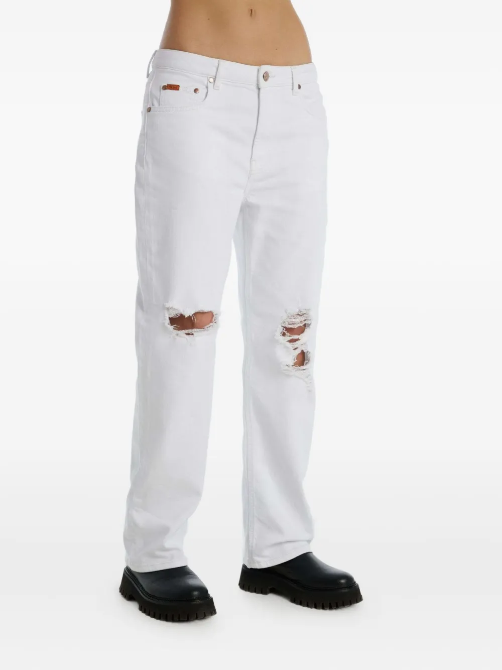 No44 Saint Distressed Jeans In White