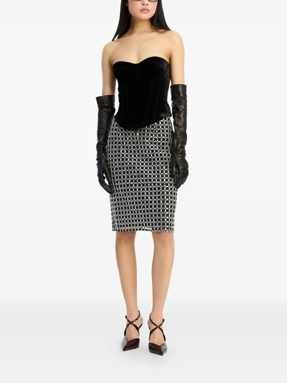 Rotate Birger Christensen Velvet Bustier Top In Black