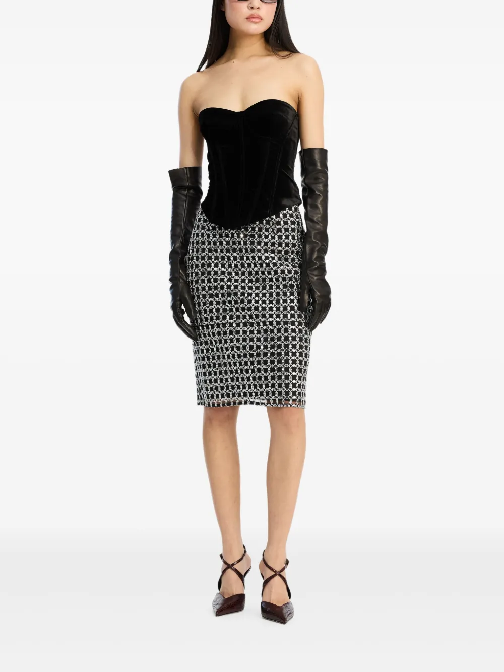 ROTATE BIRGER CHRISTENSEN Fluwelen bustier top - Zwart